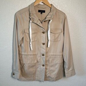 Talbots Women's Khaki Jacket Lightweight Zip & Button Up‎ Many Pockets Size XS